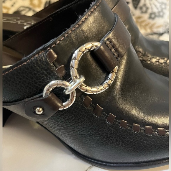 New Brighton Shoes Womens Sz9M Gemini Mules Blk/Brown Leather Block Heel SlipOns - Picture 15 of 16